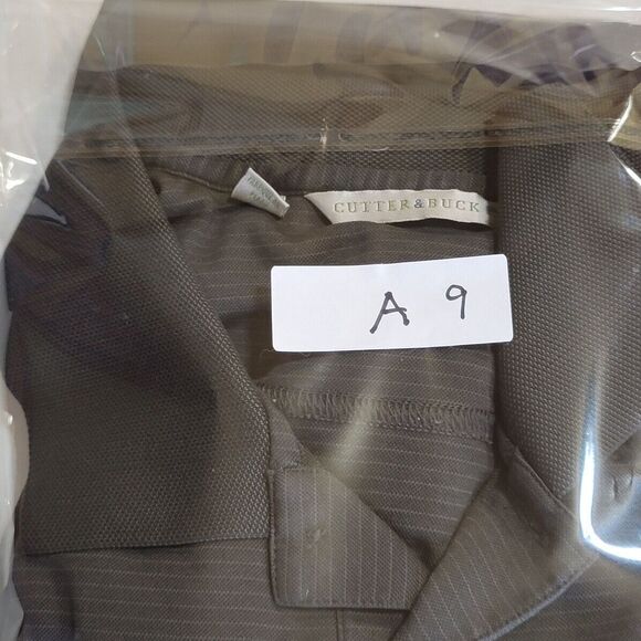 Cutter & Buck Polo Shirt Mens XL Gray Pin Stripe Short Sleeve Golf Outdoors - Picture 11 of 11